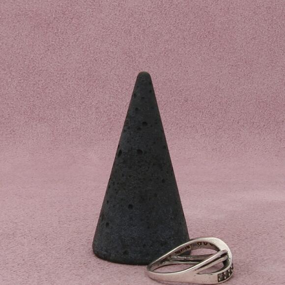 sterling silver clear cz crossover ring size 7 - Picture 3 of 3